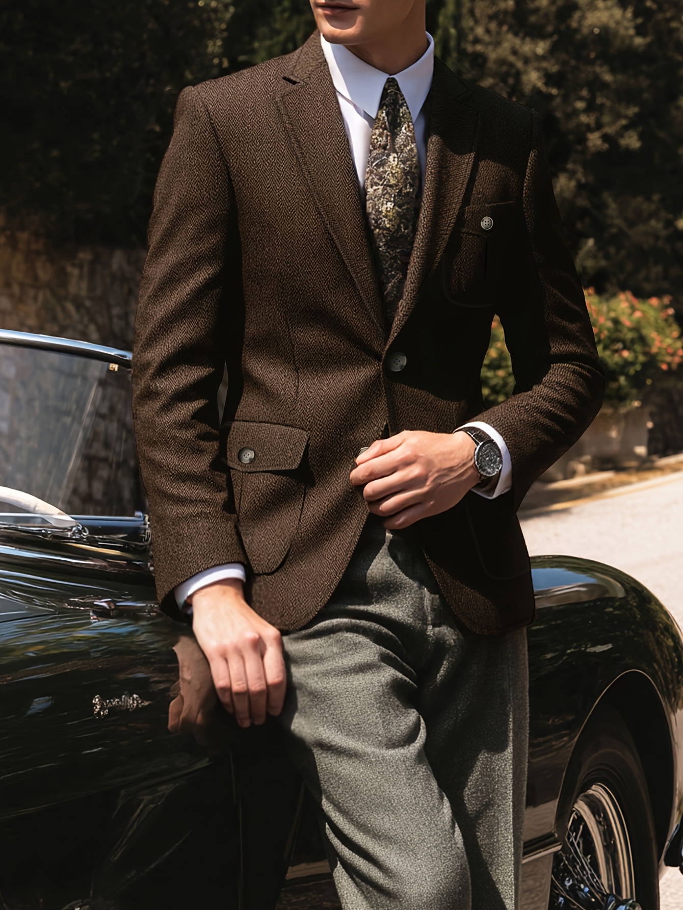 *'S Vintage-Inspired Tweed Hunting Jacket with Multiple Pockets Notch  Lapel, Button-* Casual Retro Style Wear, Cas