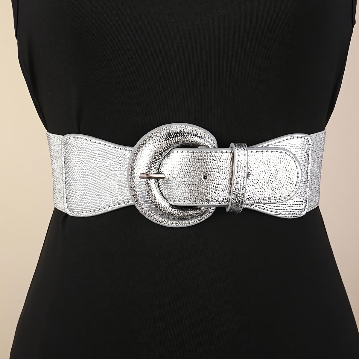 Bohemian Style Croc Pattern Belt w/ Drawstring Elastic Waistband