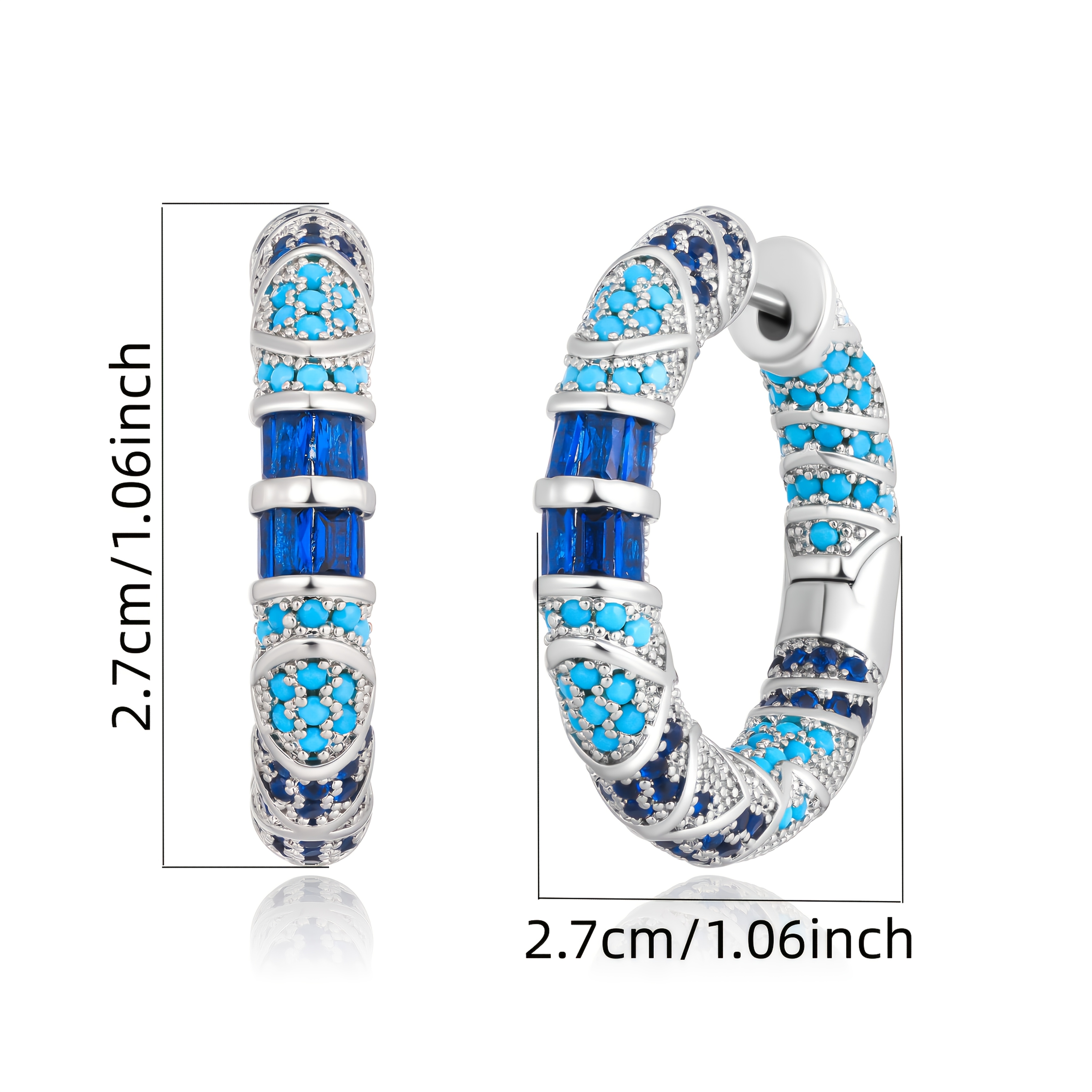 Image of Local Warehouse, Jewelry For Women, Cool Elegant 925 Sterling Silvery Blue Silvery Gilded Earrings, Bohemian Style, Daily Wear, Christmas Gift , Packaging.