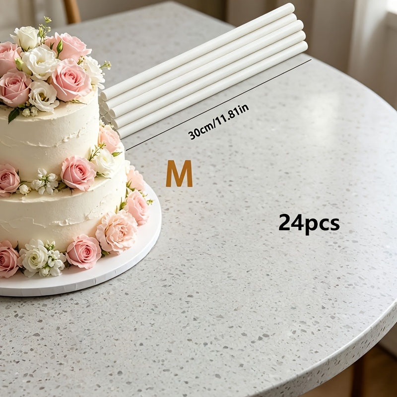 TEMU 24 pezzi di aste di supporto in plastica , utilizzate per sostenere torte a pi羅