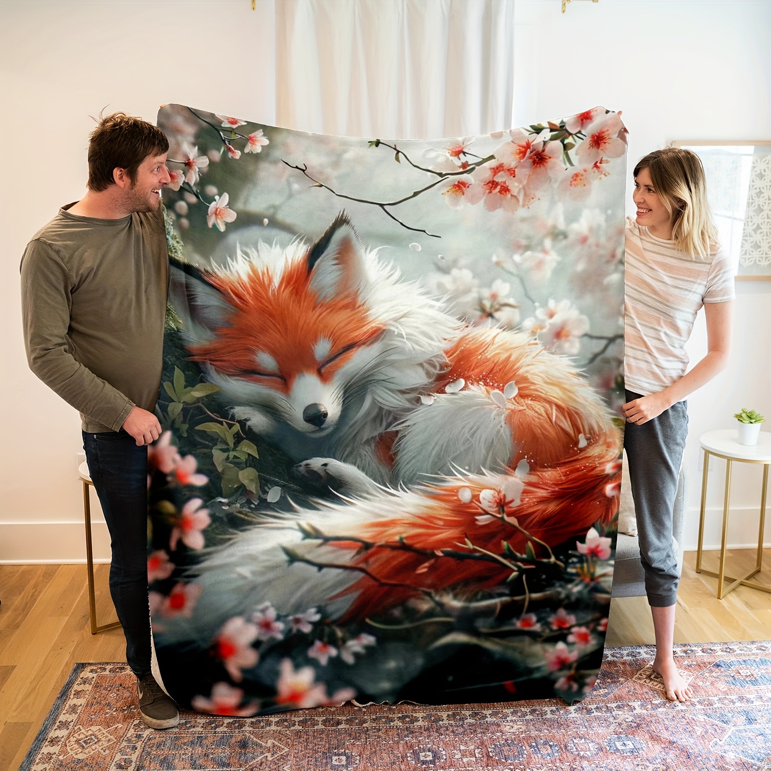 

1pc Printed Blanket, For Napping, Air Conditioning , , For & Use