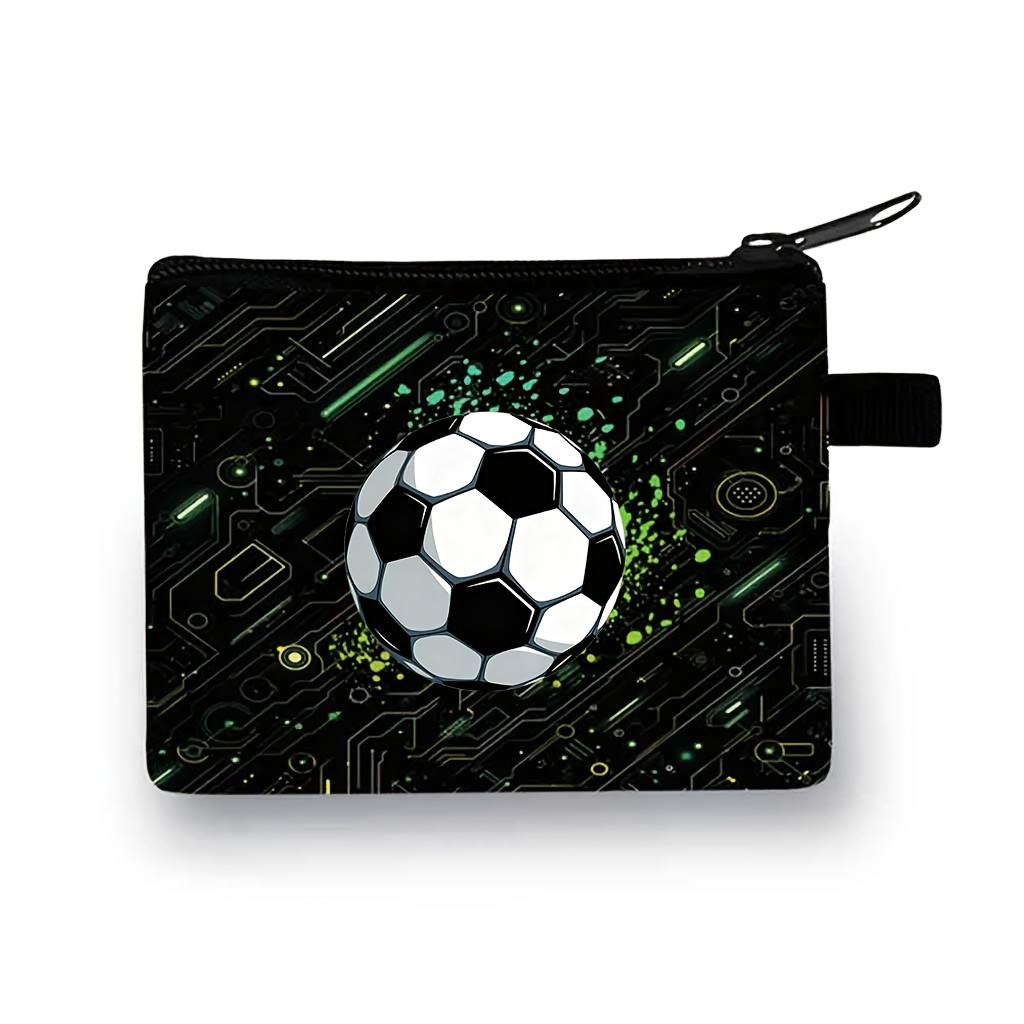 Football Pattern Coin Purse, Lightweight Zipper Wallet Storage Bag, Ideal Gift For Men