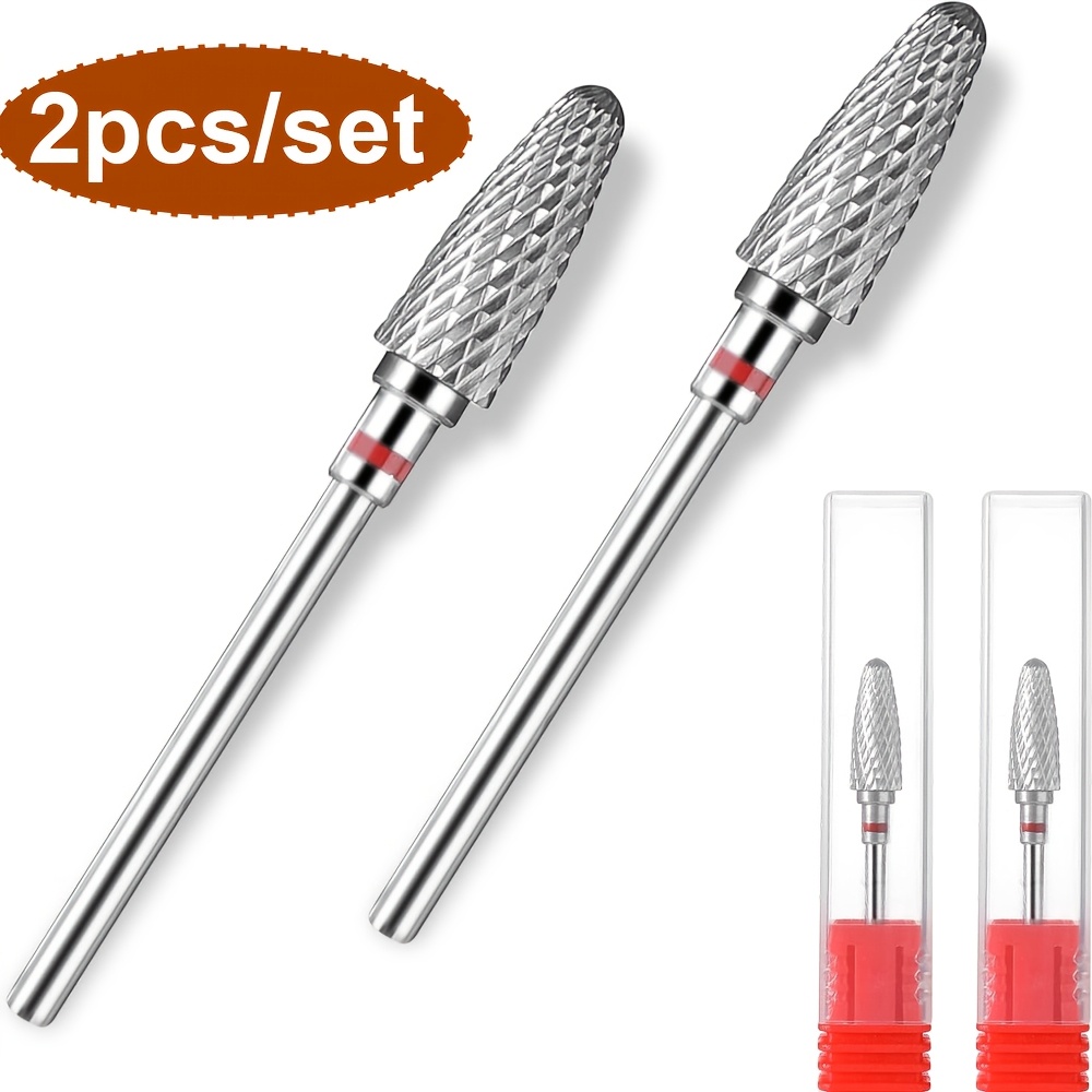 

2pcs Professional Carbide Nail Drill Bits, 3/32" Cone For Acrylic Gel Removal - Manicure Pedicure Tool Set For Cuticle Cleaning