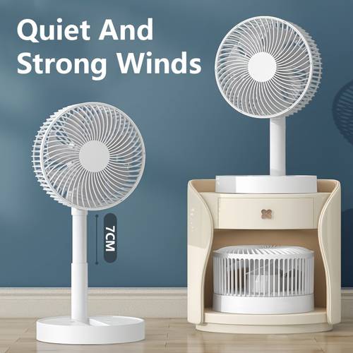 stand fan 8 inch folding portable telescopic usb desk fan with 3600mah 5400mah rechargeable battery 4 adjustable height and head great for office home outdoor camping without plug