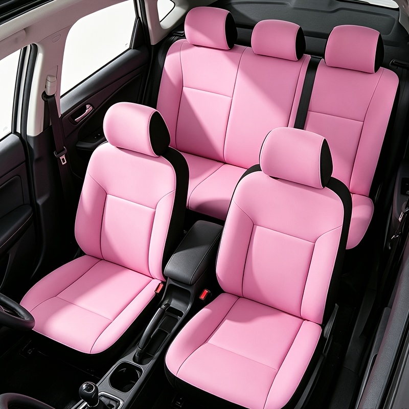 TEMU 9pcs Universal Fabric 5-seat Car Seat Cover Set, Front And Rear Seat Protectors
