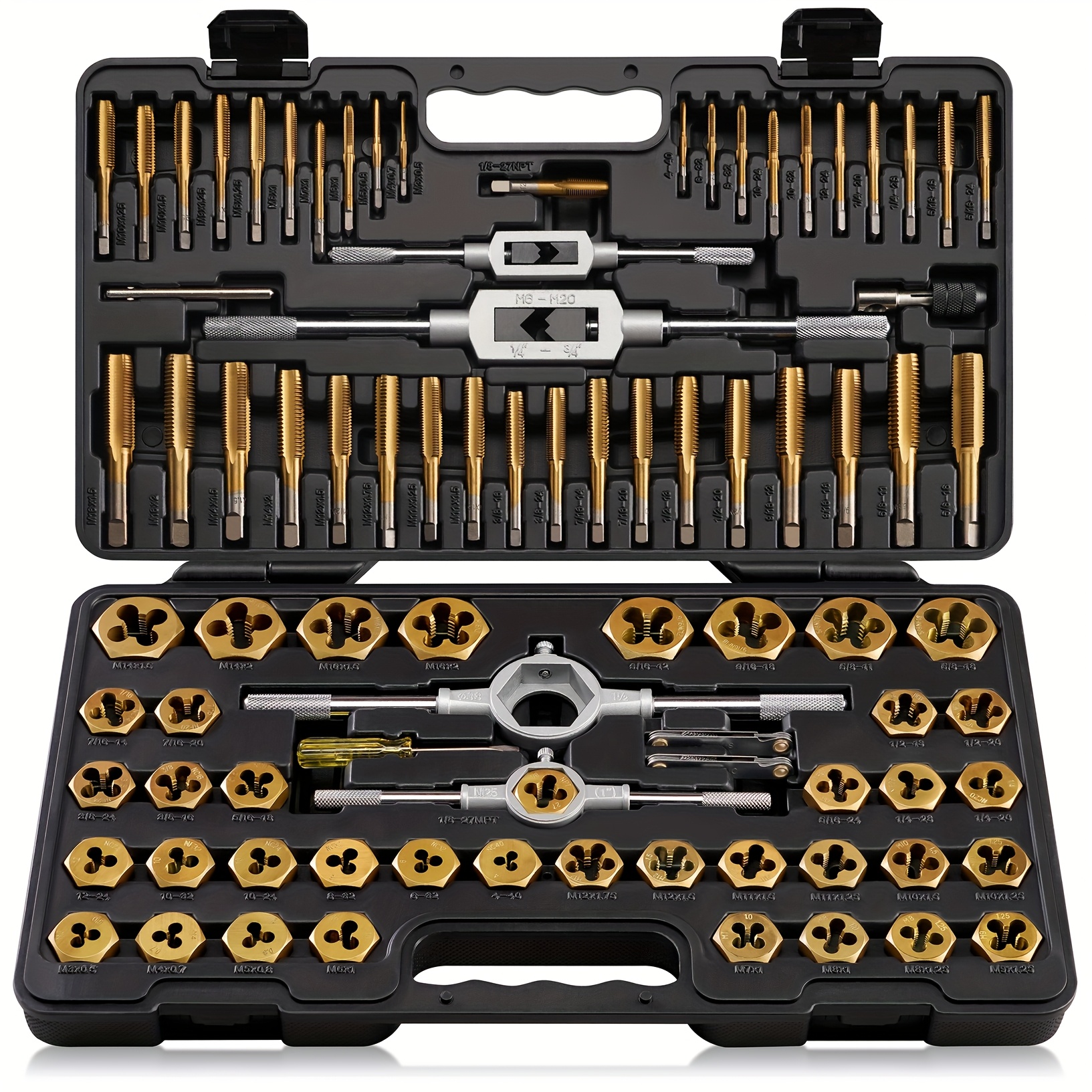 TEMU 86pcs Tap And Die Set, Sae & Metric - Standard Sizes #4 To 5/8 Inch And Metric Sizes M3 To M16