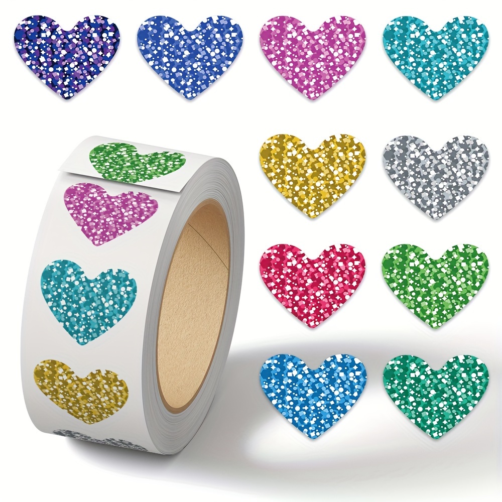 1 Roll/500pcs Love Heart Sticker Laptop Notebook Envelope Cup Closure Decorative Stickers