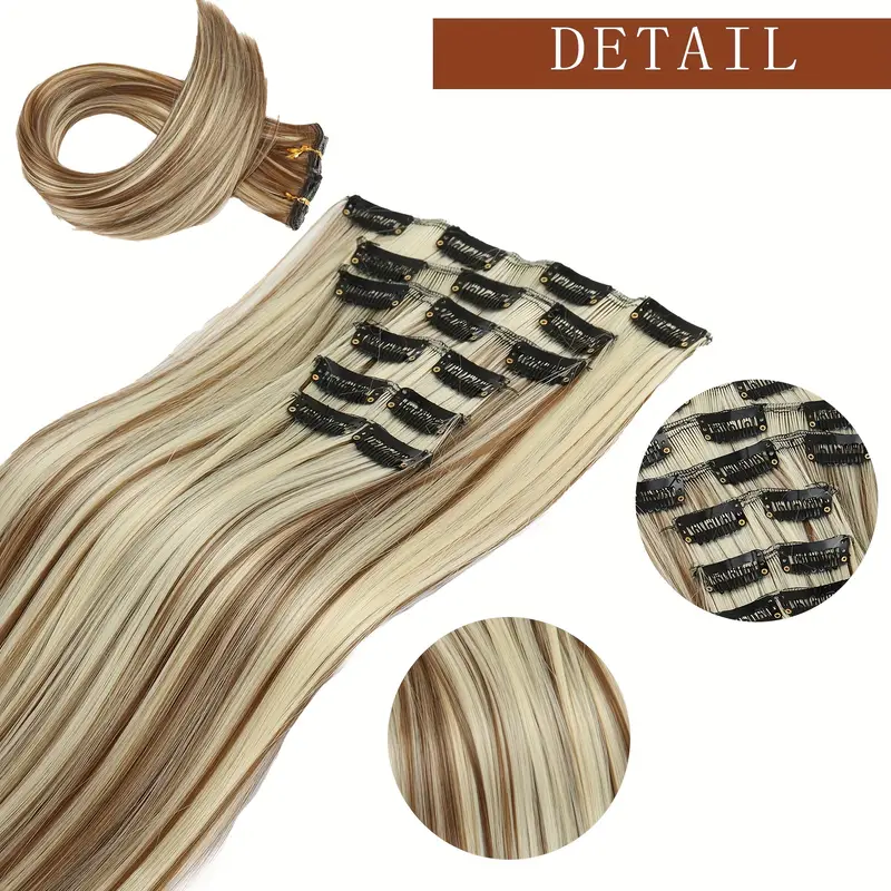 24 inch 16 clip set of synthetic hair extensions halloween special straight hair with basics style for women high temperature fiber halloween hair accessories straight hair extensions durable hairpieces details 1