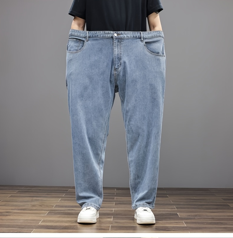 Plus Size Men's Soft & Comfy Jeans - Casual Loose Fit Denim Pants with Pockets, Stretch Rayon Blend for Fall/Winter, PLUS SIZE