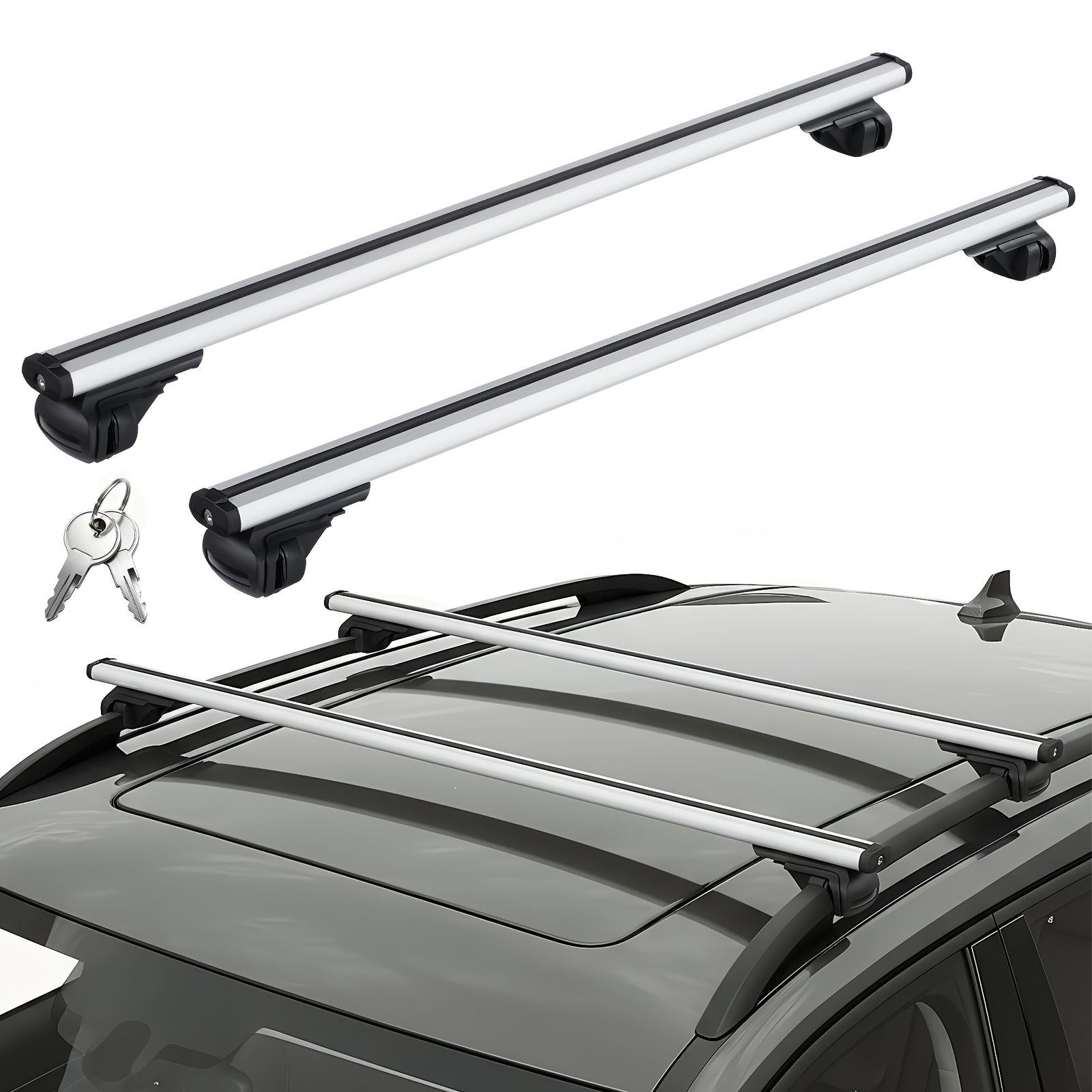 TEMU 2pcs 47.2-inch Roof Racks, Roof Carriers, Load Capacity 99.79 Kg, Durable Aluminum Alloy Construction, Suitable For Sedans, Suvs, And Mpvs