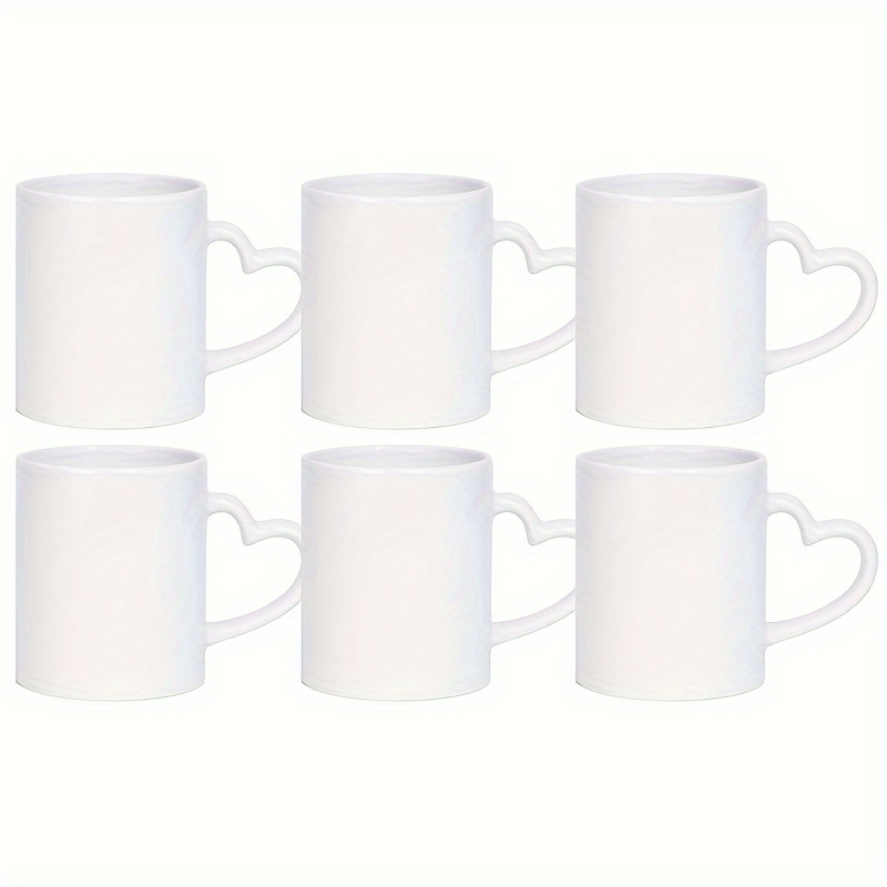 11Oz Sublimation Printing Heart Handle White Mug 6-Set