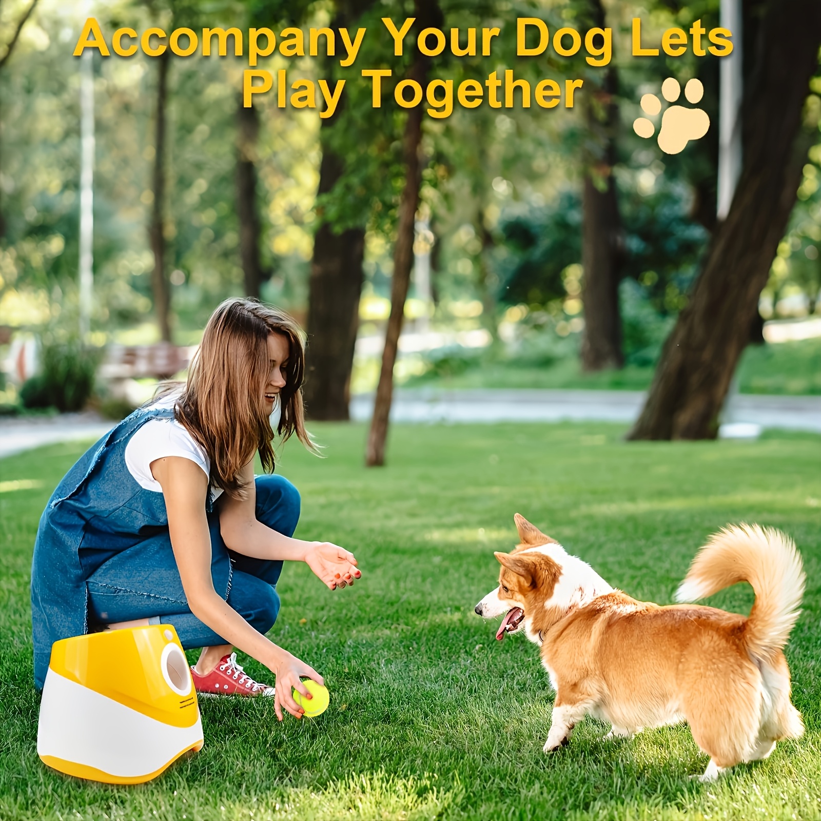 BESTHLS Automatic Dog Ball Launcher – Interactive Tennis Ball Thrower For Small/Medium Dogs, 10-30ft Distance