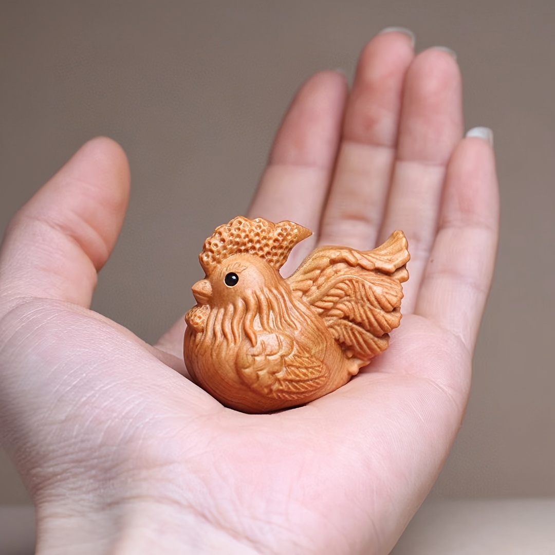 

Charming Wooden Chicken Figurine - Handcrafted Art & Craft Decor, Perfect For Home And Office