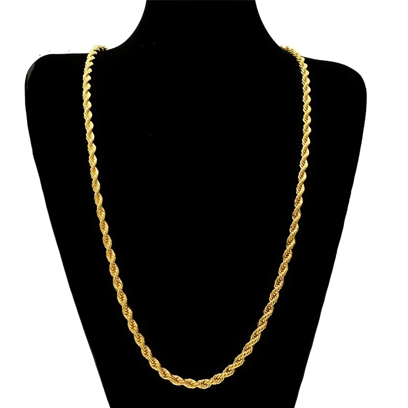TEMU 1pc, High-quality Stainless Steel Hypoallergenic Twisted Rope Necklace 2mm Thickened Braid Chain, Fashionable Party Wear, Unisex Clavicle Chain,