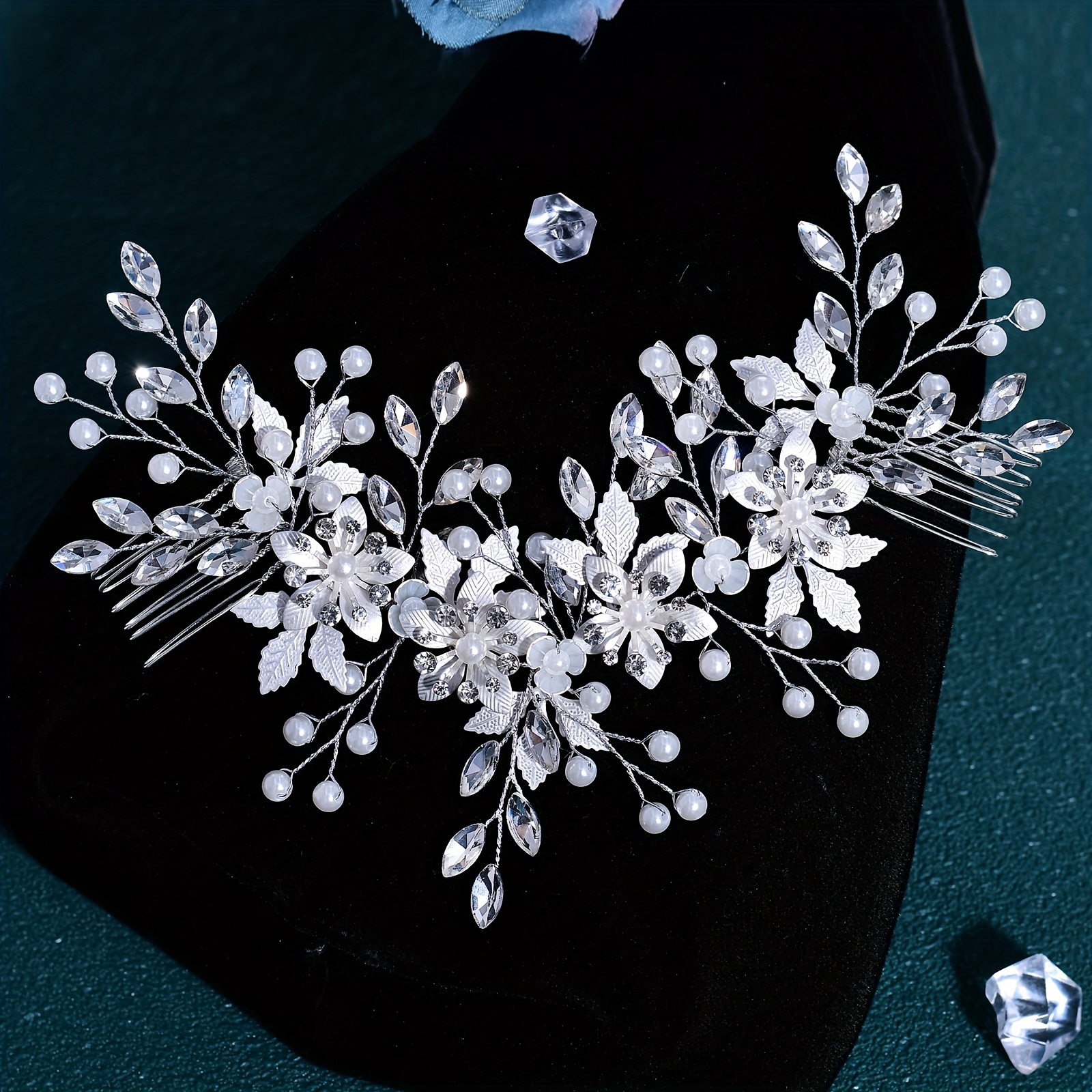 1pc european style bridal hair comb handmade sequin flowers  display picture 1