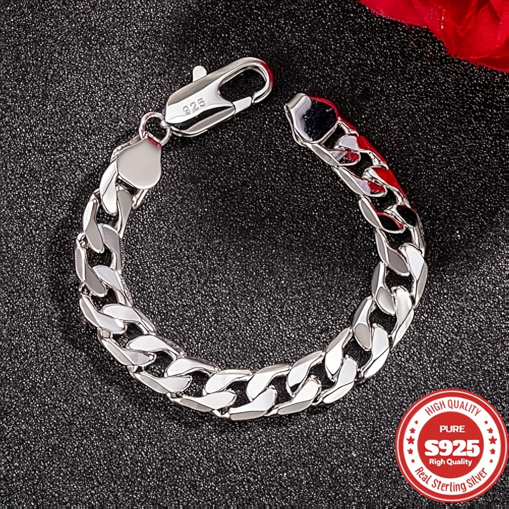 TEMU 925 Silver, Cuban Bracelet In Silvery, Hypoallergenic, Ideal For Different Festival Presents And Everyday Use, Back-to-school Presents,