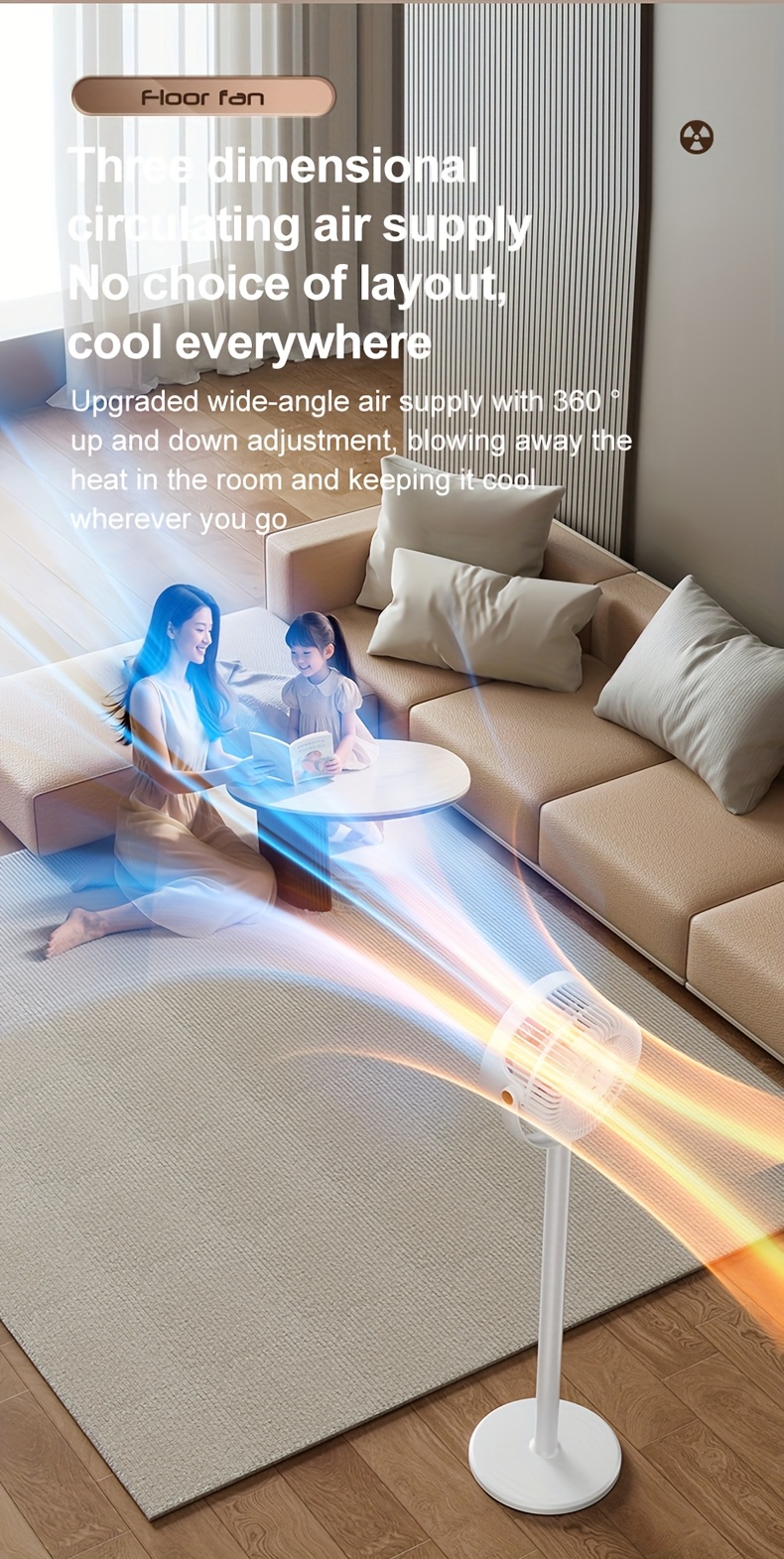 adjustable height fan 5 speed settings type c charging port lithium battery   circulation device   usb charging port Product details 4