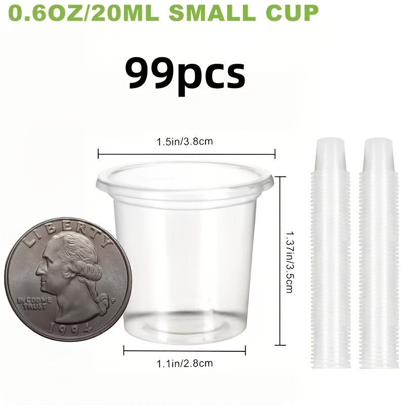 Image of 99pcs Ultra-mini Plastic Shot Glasses - Individually Wrapped Transparent 20ml/0.7oz Cups, Ideal For Parties And Tasting Events - Sample Cups For Liquor And Wine, Less Than 1oz Capacity