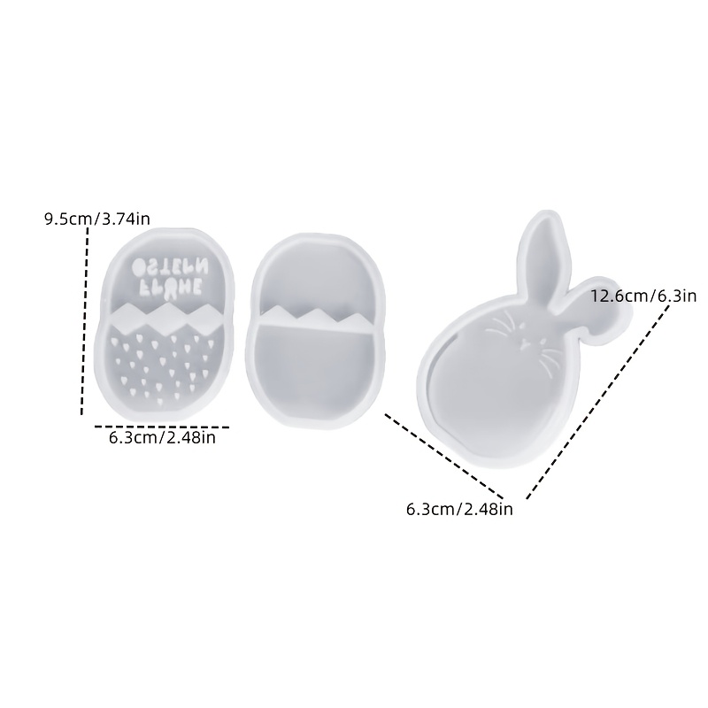 Image of Diy Plaster Silicone Mold 3pcs/set Rabbit Shaped Mini Flower Basket Clay Molds Diy Cute Bunny Frame& Base Storage Box Mold Handmade Gypsum Craft Gift Stand Mould Easter Home Decor Making Tools