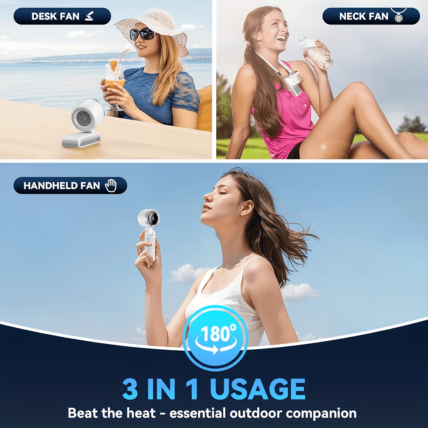 Portable Mini Handheld USB Rechargeable Fan Suitable for All Seasons, 5-Speed Adjustable Personal Cooling Fan with Smart LED Display, Quiet Operation & Long Battery Life, USB- for Travel,, Office, for and -the- Use