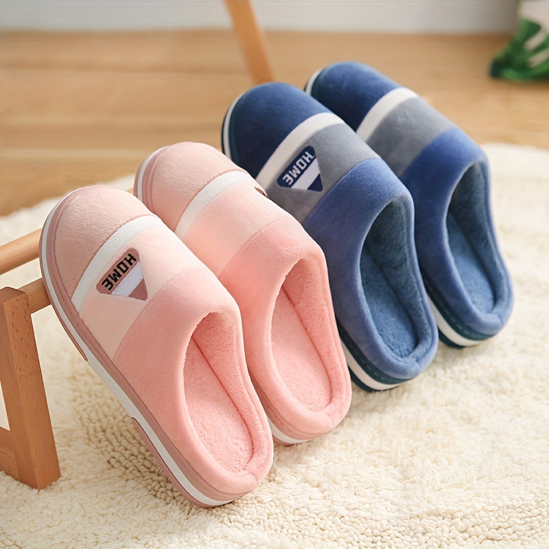 

Triangle Pattern Slippers, Casual Slip On Plush Lined Shoes, Comfortable Indoor Home Slippers