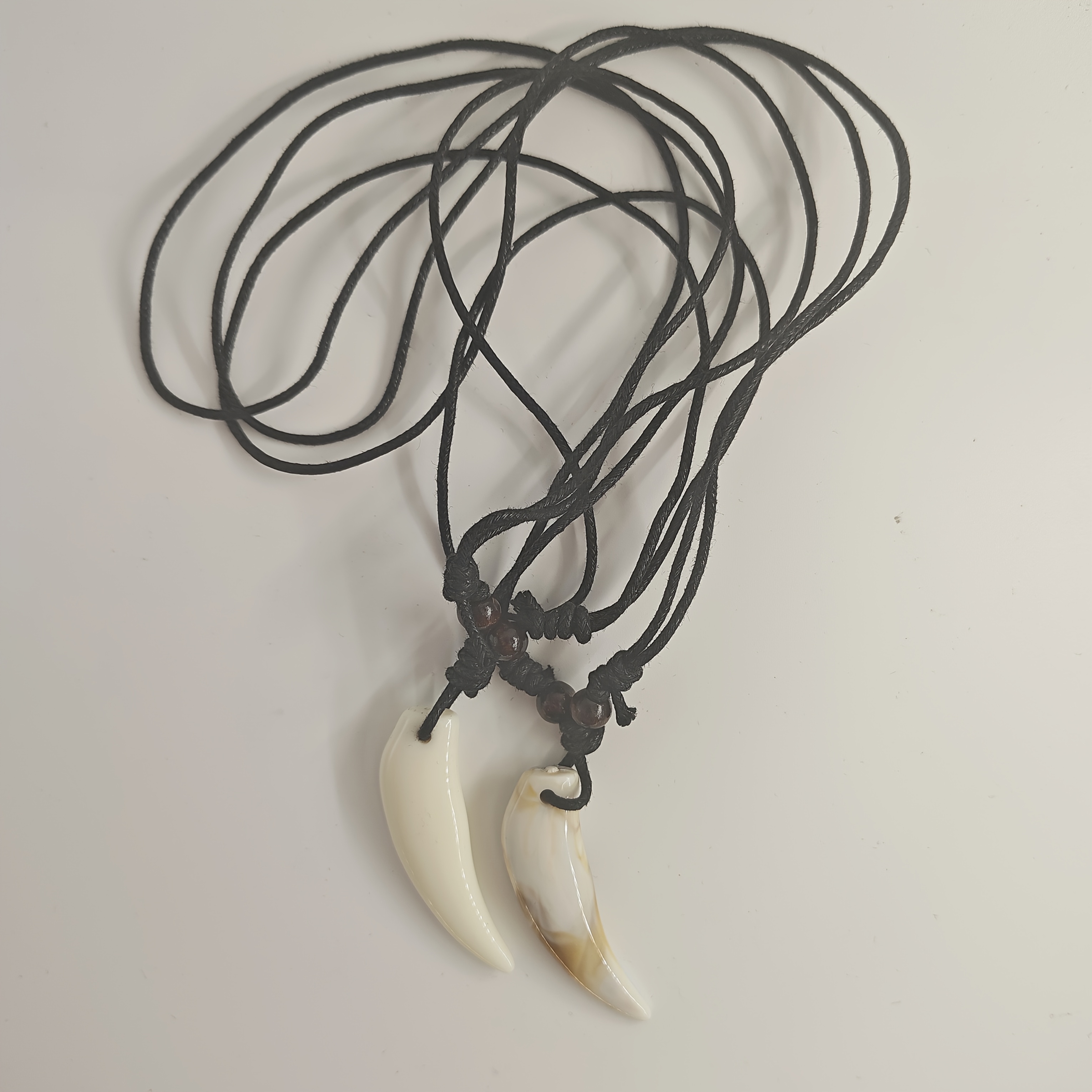 2pcs Vintage Wolf Tooth Necklace Set, Ethnic Style Gift