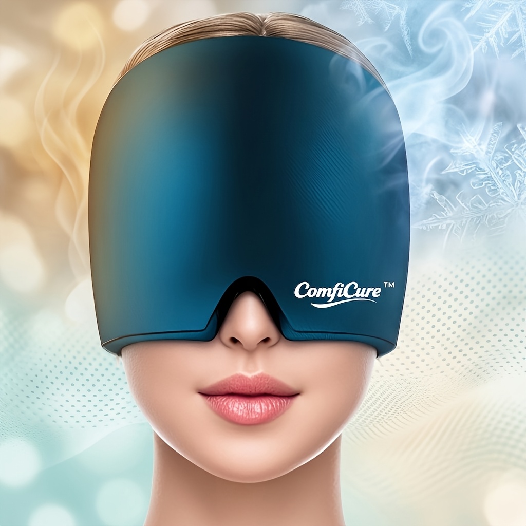 Comficure Migraine Cap, Soothing Headache Hat Ice Pack Mask, Face Cold Compress Cooling Gel Head Wrap Products for Tension, Stress & Hangover