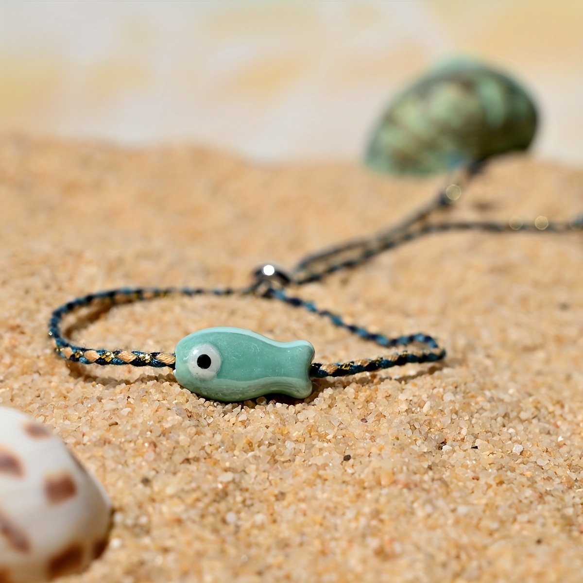 Trendy Multicolored Pull - String Ceramic Fish Ankle Bracelet Jewelry Women: Bohemian Style, Ideal For Wrist And Ankle