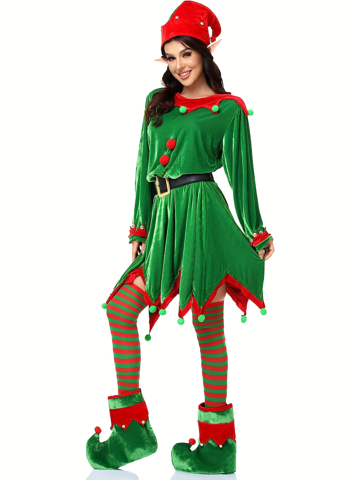 fitted lace wedding dress Christmas Elf long sleeve midi dress