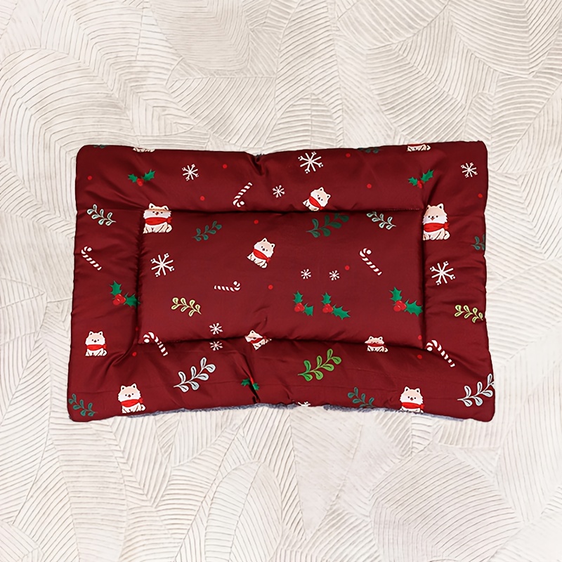 Image of 1pc Winter Plush Cartoon Pet Bed, Reversible Bed, Machine Washable, Suitable For Small To Large Cats And Dogs, Indoor Use, Pet Christmas Gift