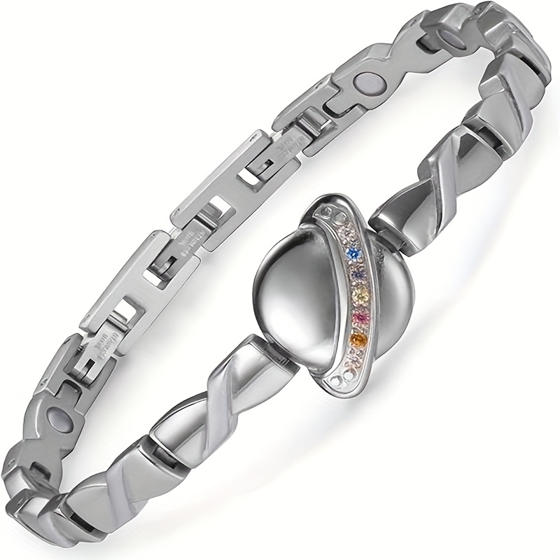 Image of Stainless Steel Bracelets For Women Magnetic Bracelets With Ultra Strength Magnetic Adjustable Women Bracelet For Birthday Gift [ Sizing Tool]