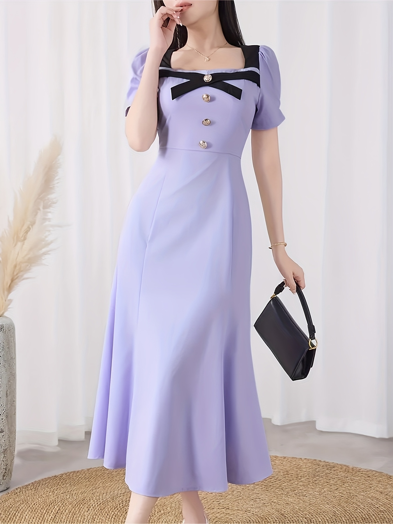 korean purple dress Off-Shoulder Purple Mini Dress: Ruffle Patchwork, Korean Style. Shop Now!  Best Seller! from Dhgate Basic & Casual Dresses