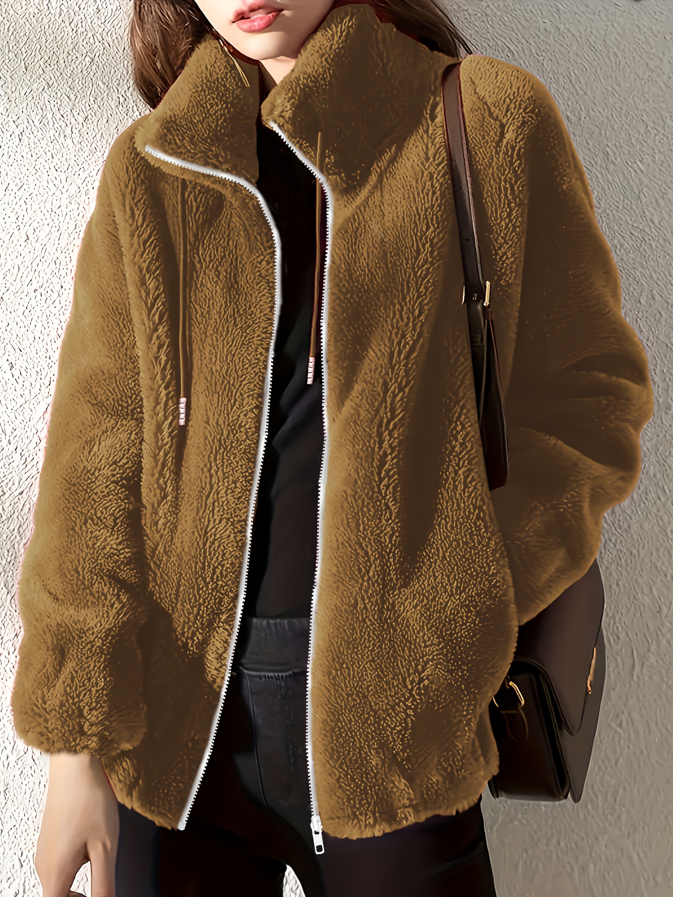 Women s Winter Coat - Plush Outer Jacket with Zipper Closure, Drawstring Hood - Machine Washable Cold   in - Red - Elegant Outerwear for Everyday & Formal Events, Winter Jacket, Formal Event Attire,   Fur Lining, Seasonal Fashion,    , Professional Attire