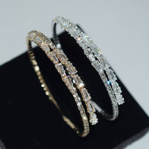 elegant silvery plated cubic zirconia bracelet classic single row design for weddings
