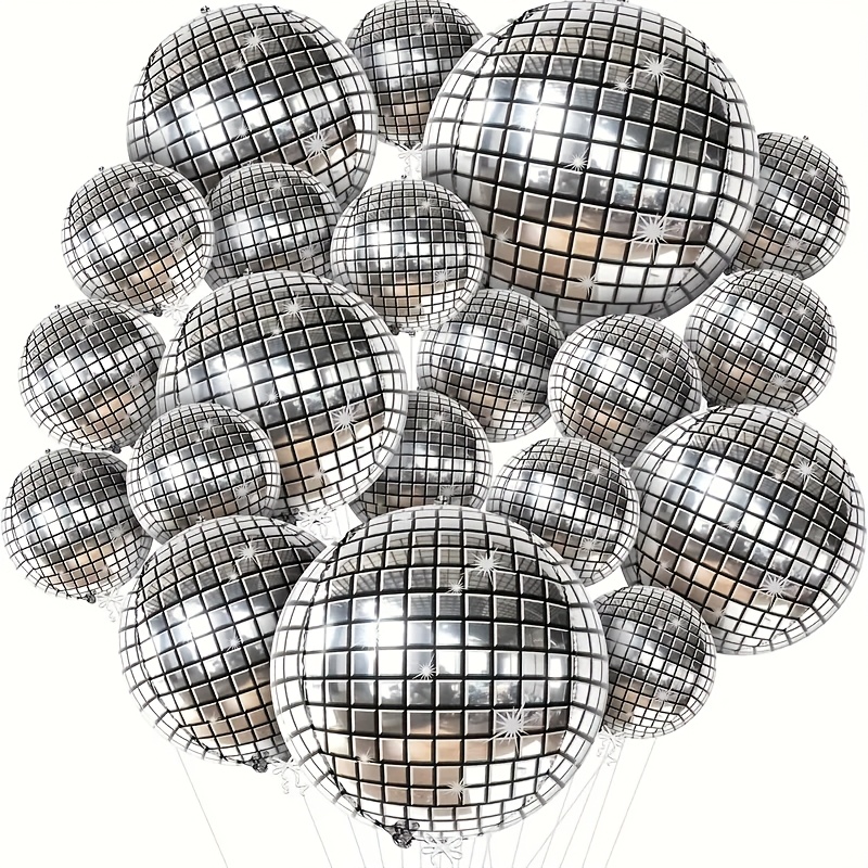 

20- Disco Ball Balloons, 22 Inch 4d Aluminum Film Sphere, No Electricity Needed, Wedding, Engagement, Birthday, Mardi Gras, Prom, New Year's Eve, 70s 80s 90s Mia Party Decorations