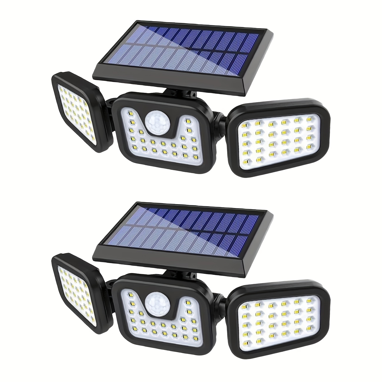 TEMU Lot de 1/2, Applique Murale Extérieure à 74 LED / Lampe de Sécurité à Capteur LED à 3 Modes, Lampe Solaire Extérieure, IP55 / Convient pour