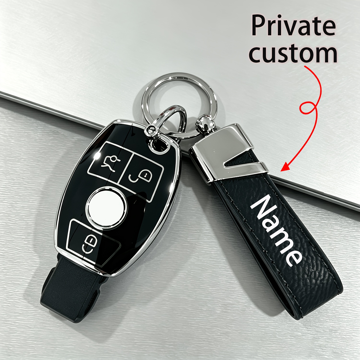 TEMU Custom Personalized Key Fob Cover, Full Wrap Car Key Protector Case, Minimalist Stylish Design For , Fits A/b/c/e/s/////glc/cls/ W204 W205 W212