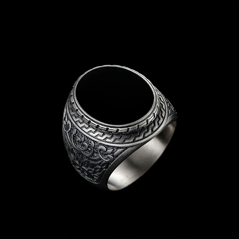 Image of [5a Quality] Men's Retro Egg Totem Ring, Natural Decoration - Unique And Fashionable Jewelry, Suitable For Festival Gifts To Male , Suitable For Party Attendances And Daily Wearing