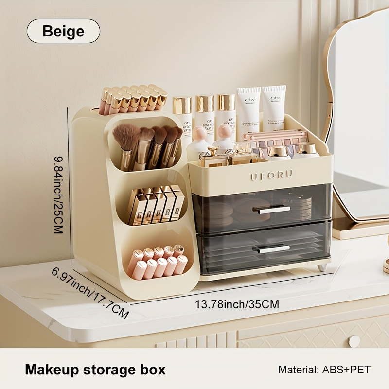 Image of Uforu Large Capacity Cosmetic Organizer - Multifunctional Makeup Storage Box For Lipstick & Skincare, Contemporary Style With , Storage Bins For Home Organization