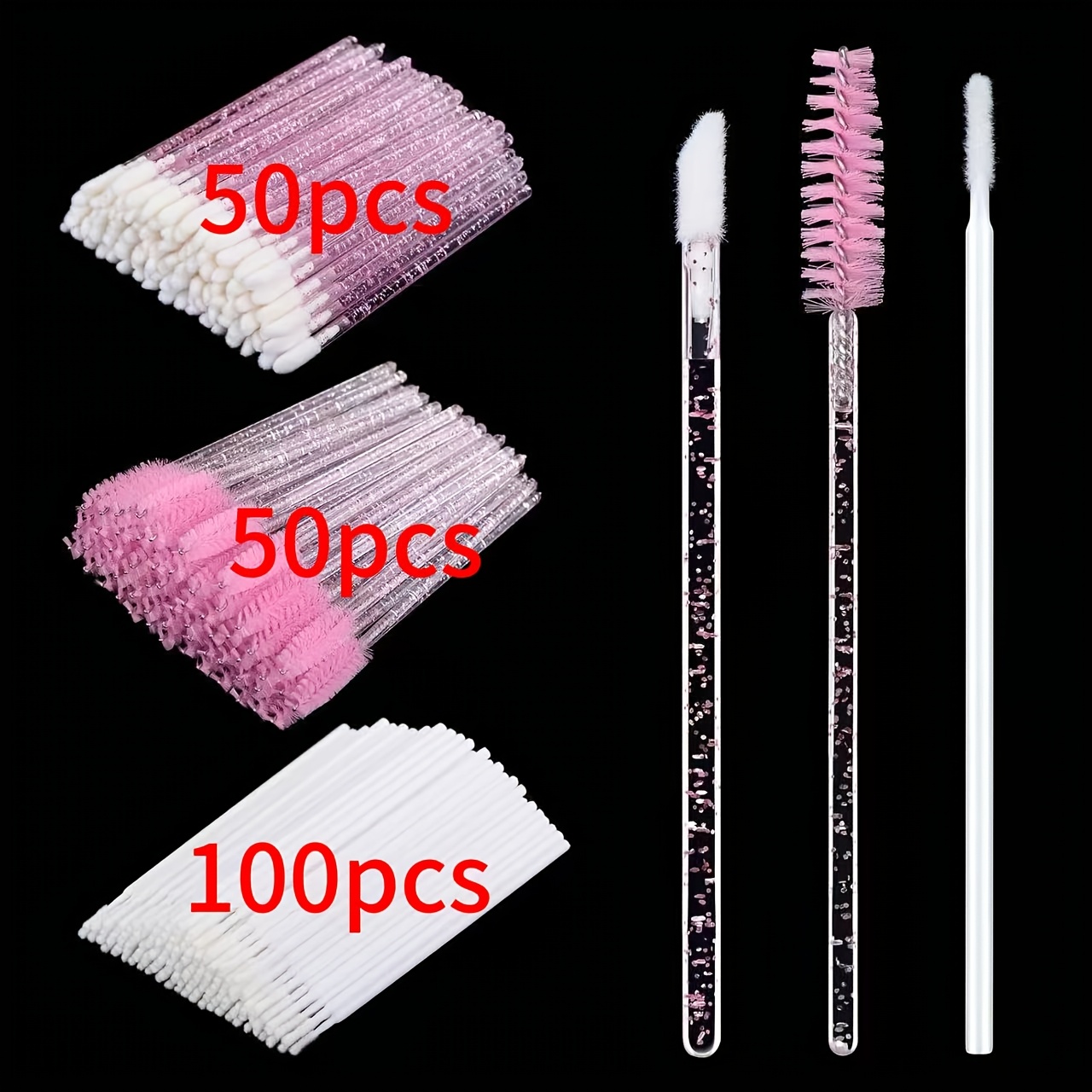 200pcs Grafting Eyelash Tool Set, Lip Brush, Lash Brush, Suitable For Grafting And Makeup Tools Use, Battery Not Included, Soft And Comfortable