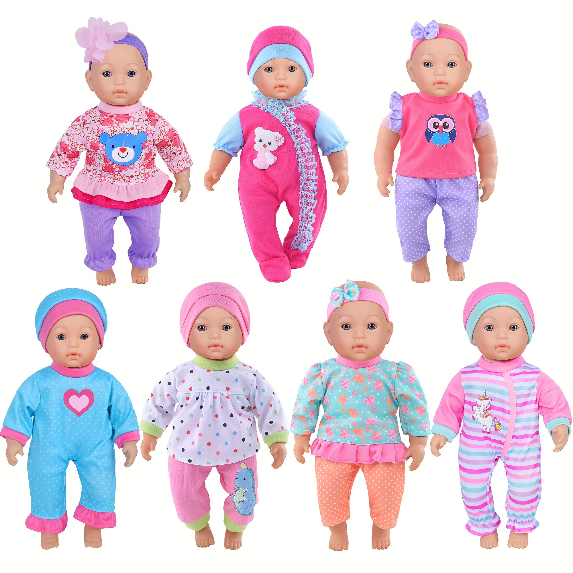 

7 Sets Baby Doll Outfits Clothes Hat Headband Fits For 10 Inch Baby Dolls 12 Inch New / Baby Dolls 14 Inch Dolls (no Doll)