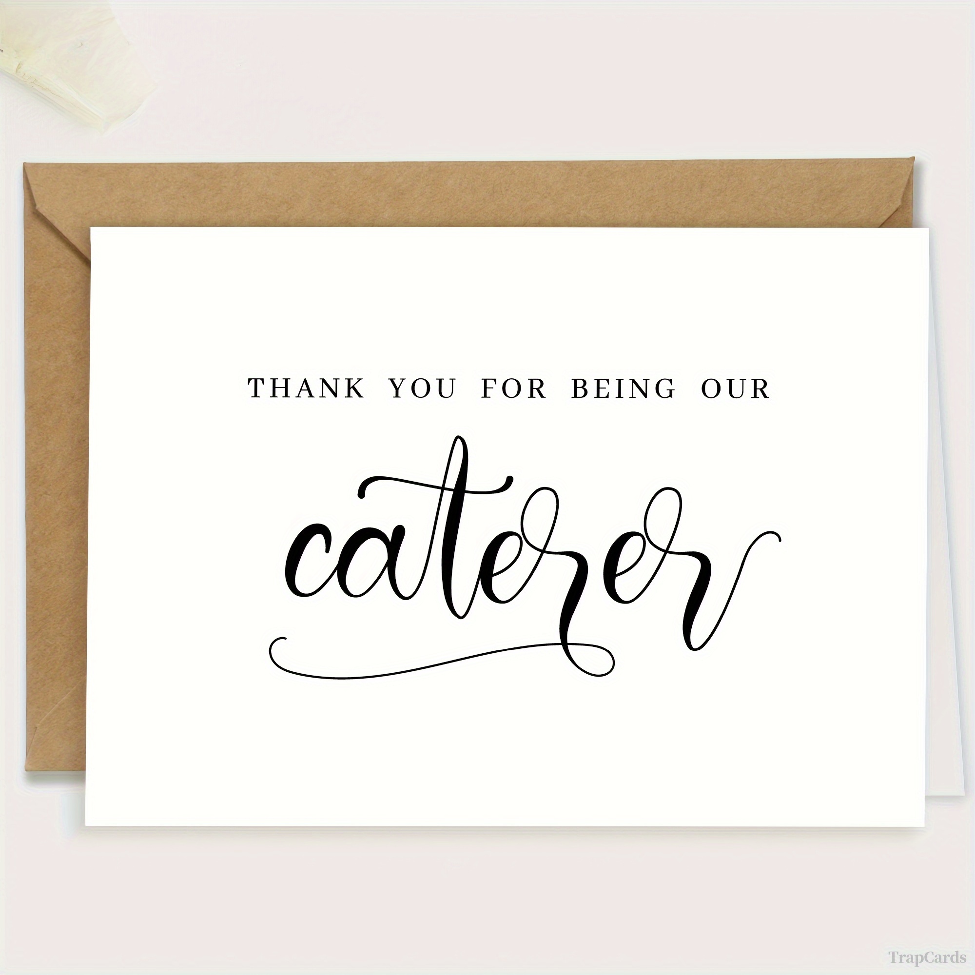 

1pc Personalized Wedding Thank You Card For Caterer - Elegant Calligraphy Design, Appreciation Note For Wedding Services, English Language Greeting Card With Envelope