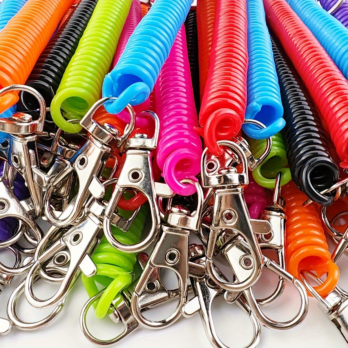 

14pcs Colorful Spiral Spring Keychains With Metal Lobster Clasps - Perfect For Keys, Wallets, Phones And More - Abs Resin Material - Casual Style