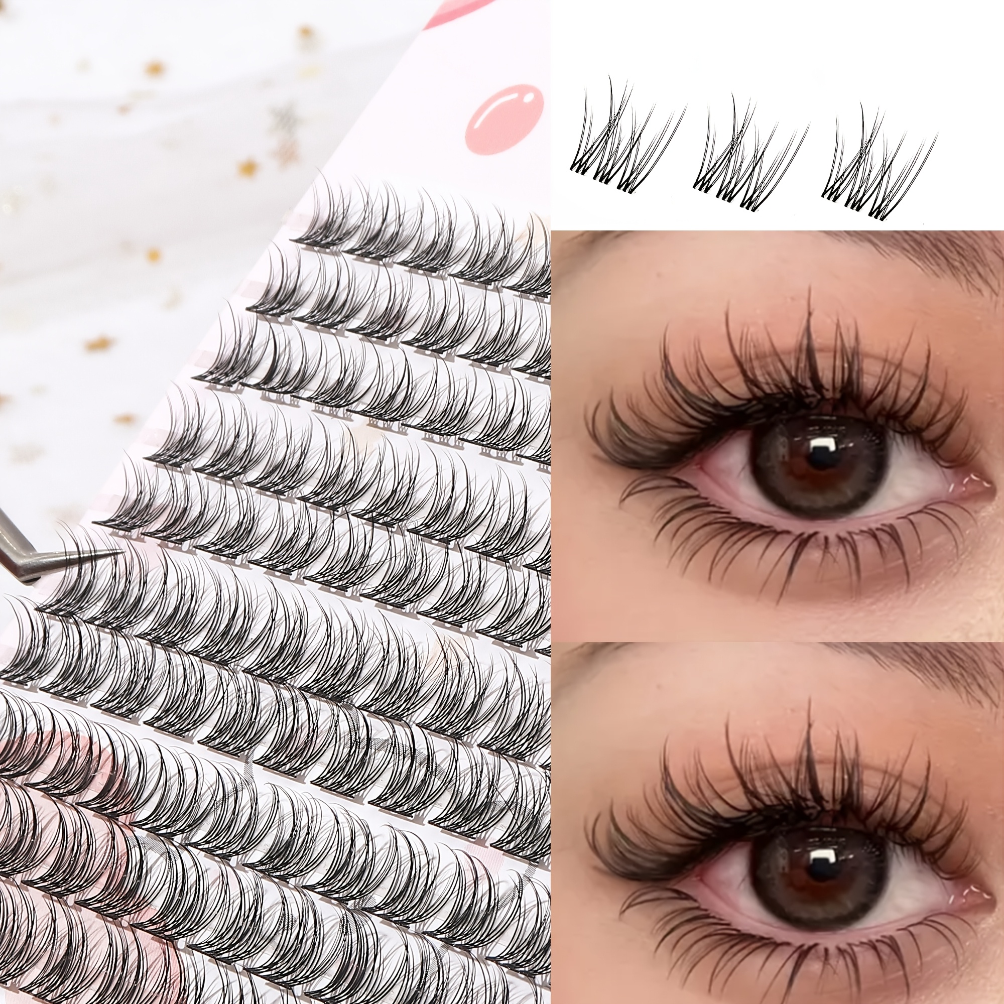 

1 Pair Self-adhesive Eyelash Extensions, Natural & 0.05mm Thickness, Mixed Styles For Anime & Doll Look, 10-12mm Length, Easy Diy Application, Reusable For Beginners