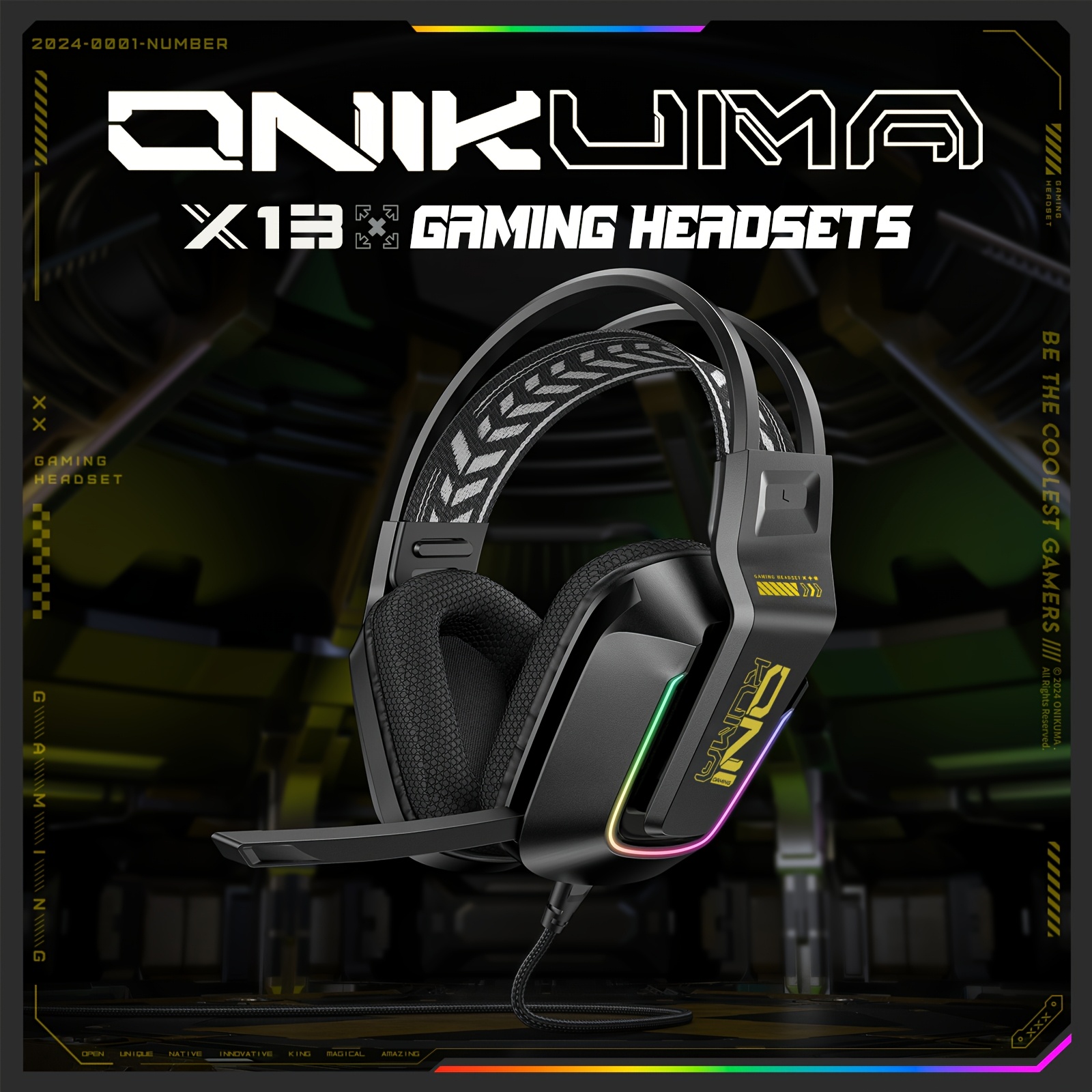 Onikuma Gaming Headset With , Rgb Lighting And Soft Earcups For Ps5/ps4/ One/pc Pc Gaming