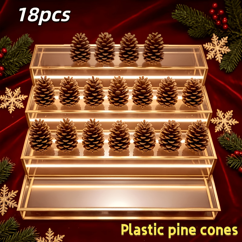 TEMU 18pcs Christmas Artificial Pinecones, Reusable. Suitable For Holiday Scenes, Christmas, Halloween, Thanksgiving, Autumn Parties. Used For Gift