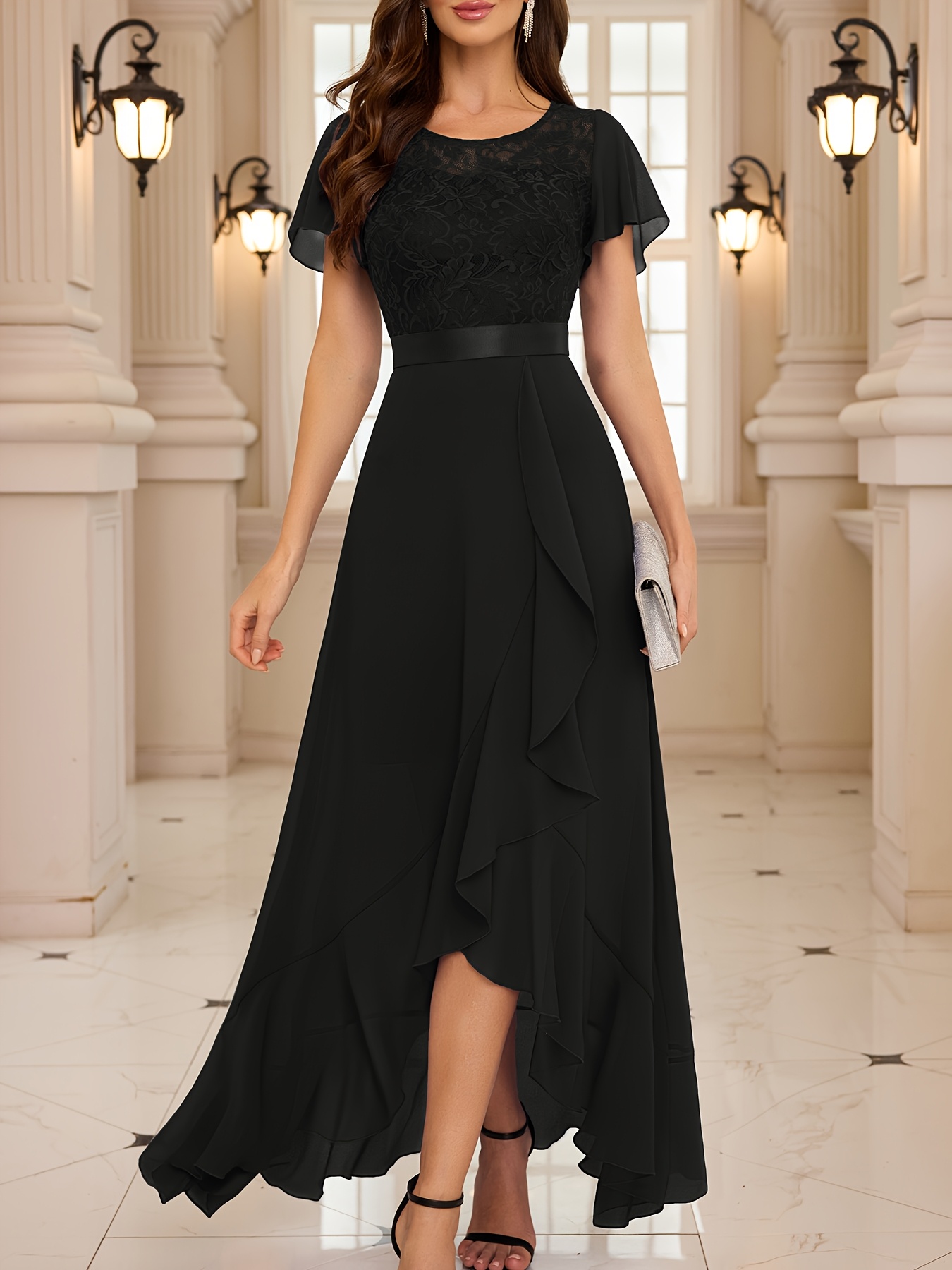 black fishtail bridesmaid dresses Alexa Black Fishtail Maxi Dress-ALCM0301 main image 0