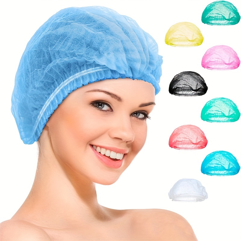 50 штук одноразовых шапочек для душа, шапочек для швабры, сеток для волос, шапочек с эластичной резинкой, универсального размера, подходящих для отелей, ресторанов, салонов, кухни, дома, белых, детали 0