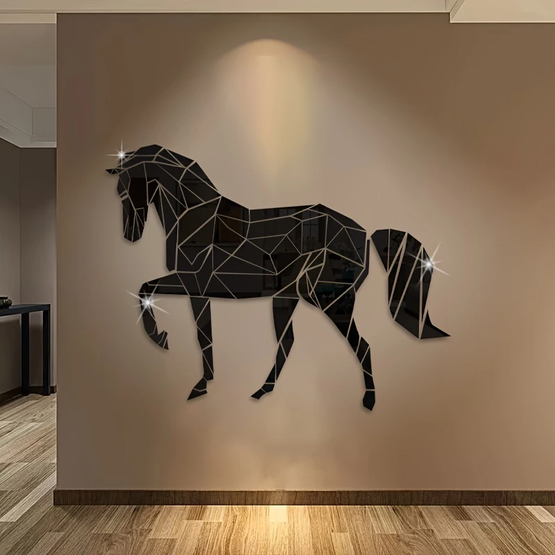 stunning acrylic wall decoration diy 3d self wall art reflective surface protective film and home office or any room horse theme details 5