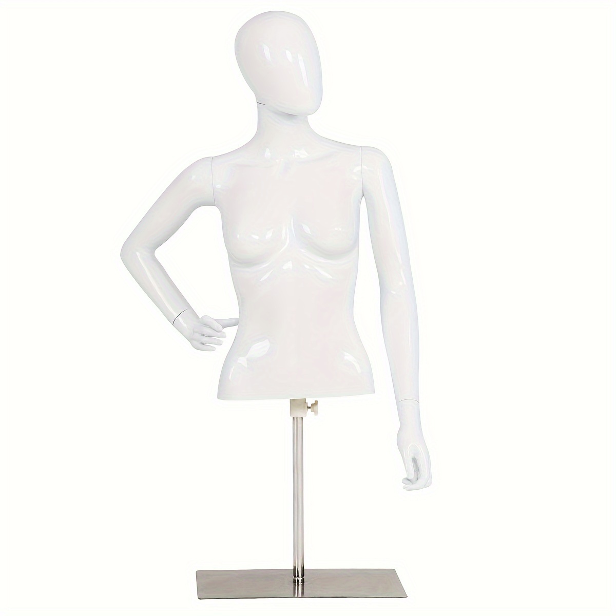 

Female Mannequin Realistic Torso Half Body Head Turn Dress Form Display With Base, Suitable For Clothing Retail Stores